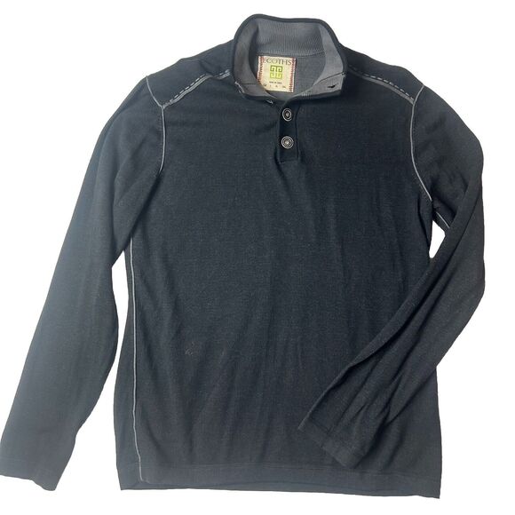 Ecloths Men’s M Organic Cotton Mock Pullover Gray Longsleeve Button Neck Preppy - Picture 1 of 9